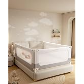 3 Piece Bed Rails for King Size Bed, No-Drill Needed Baby Bed Rail Guard | Thickened Bed Bails for Toddlers, Child Safety Side Railing Guards, Height Adjustable Bedrail for Kids, 74.8x78.7x78.7in