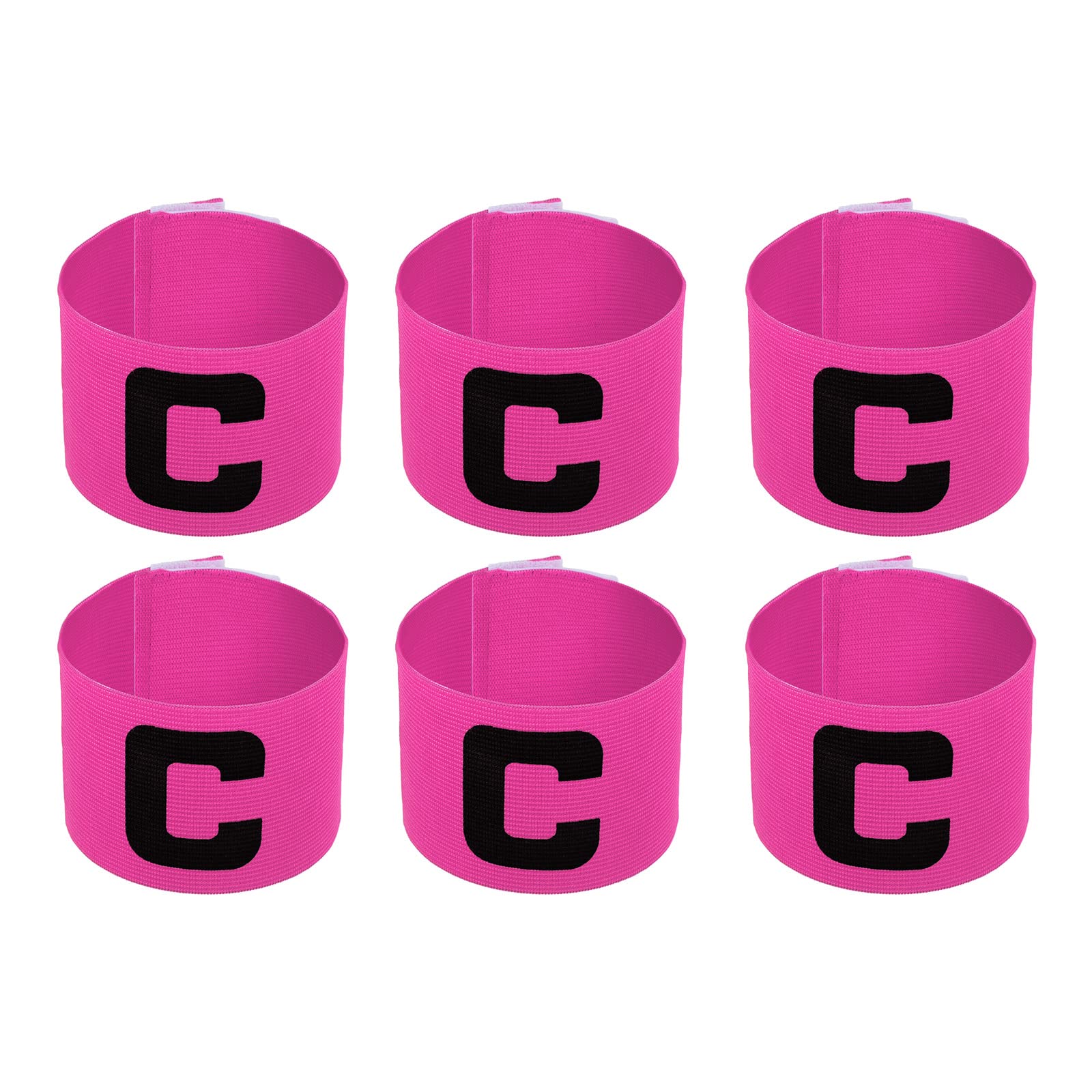 Photo 1 of PATIKIL 11.8x2.8 Soccer Captain Armband, 6Pcs Nylon Elastic Protective Arm Badge for Youth Adult Team Adjustable Soccer Rugby Basketball Training, Pink