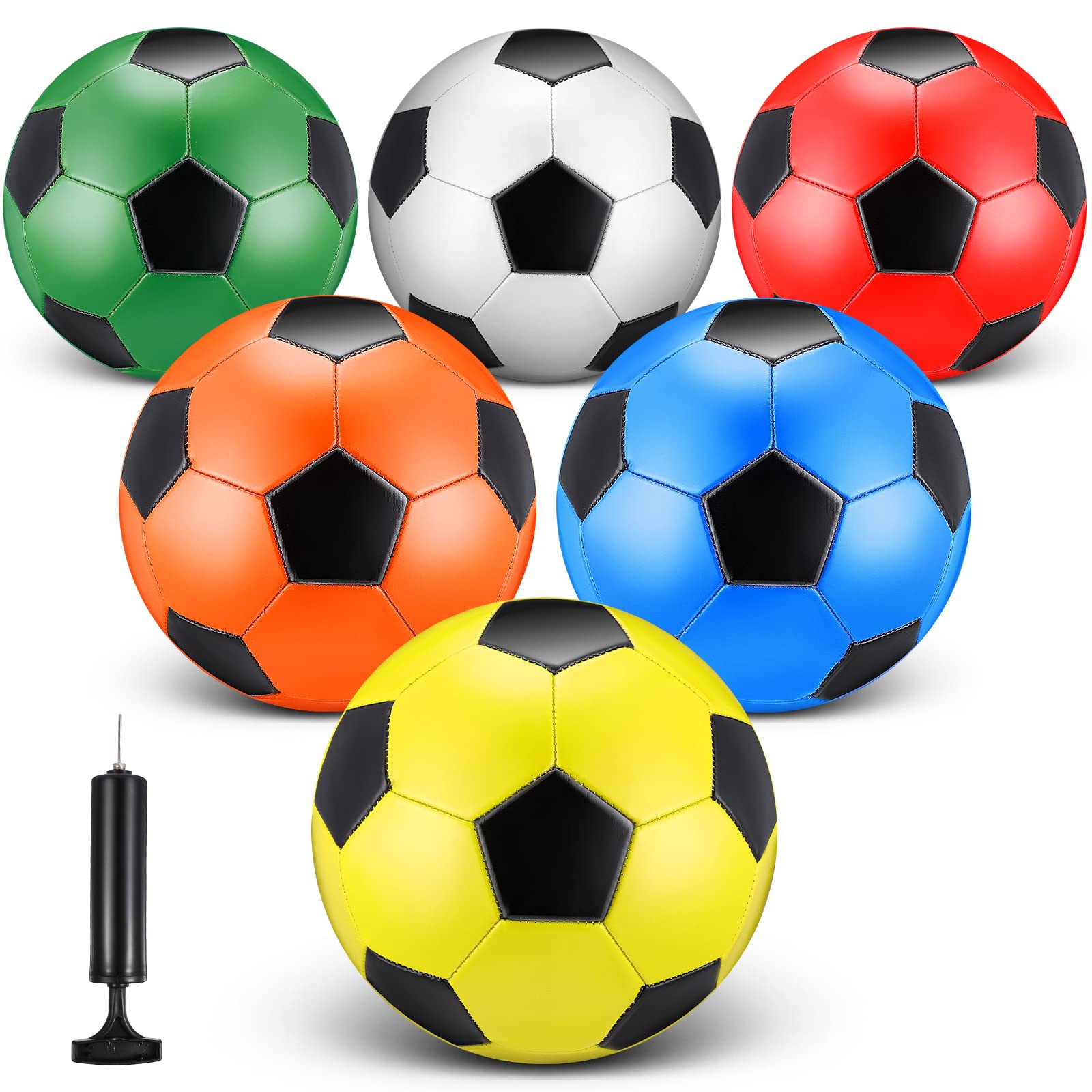 Photo 1 of Deekin 6 Pcs Soccer Ball Bulk with Pump Size 5/4/3 Soccer Ball for Indoor Outdoor Sport Practice Competition Sport Training Accessories for Youth Adults (Size 4,Colorful)
