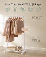 SONGMICS Clothes Rack on Wheels with Storage Shelf 74 cm Long White HSR130W01 view 3