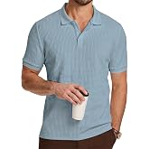 JMIERR Men's Textured Polo Shirts Elasticity Short Sleeve | Men's textured polo shirt with elasticity, poly-spandex blend, sh