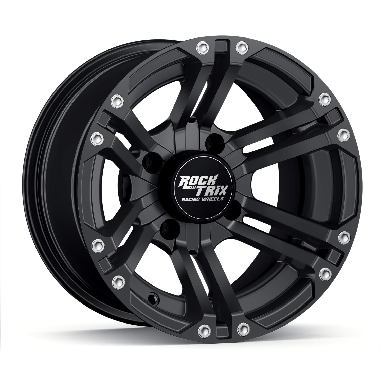 RockTrix RT101 12in ATV Wheels 4x110 Rims 12x7 5+2 F And 2+5 R
