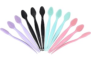 12 Pack Lip Scrub Brush, Yebeauty Double Sided Silicone Exfoliating Lip Brush Scrubber Soft Cleaning Lip Brush Lip Exfoliator Tool for Skincare Blackhead Remover,4 Color-Pink,Black,Purple,Green