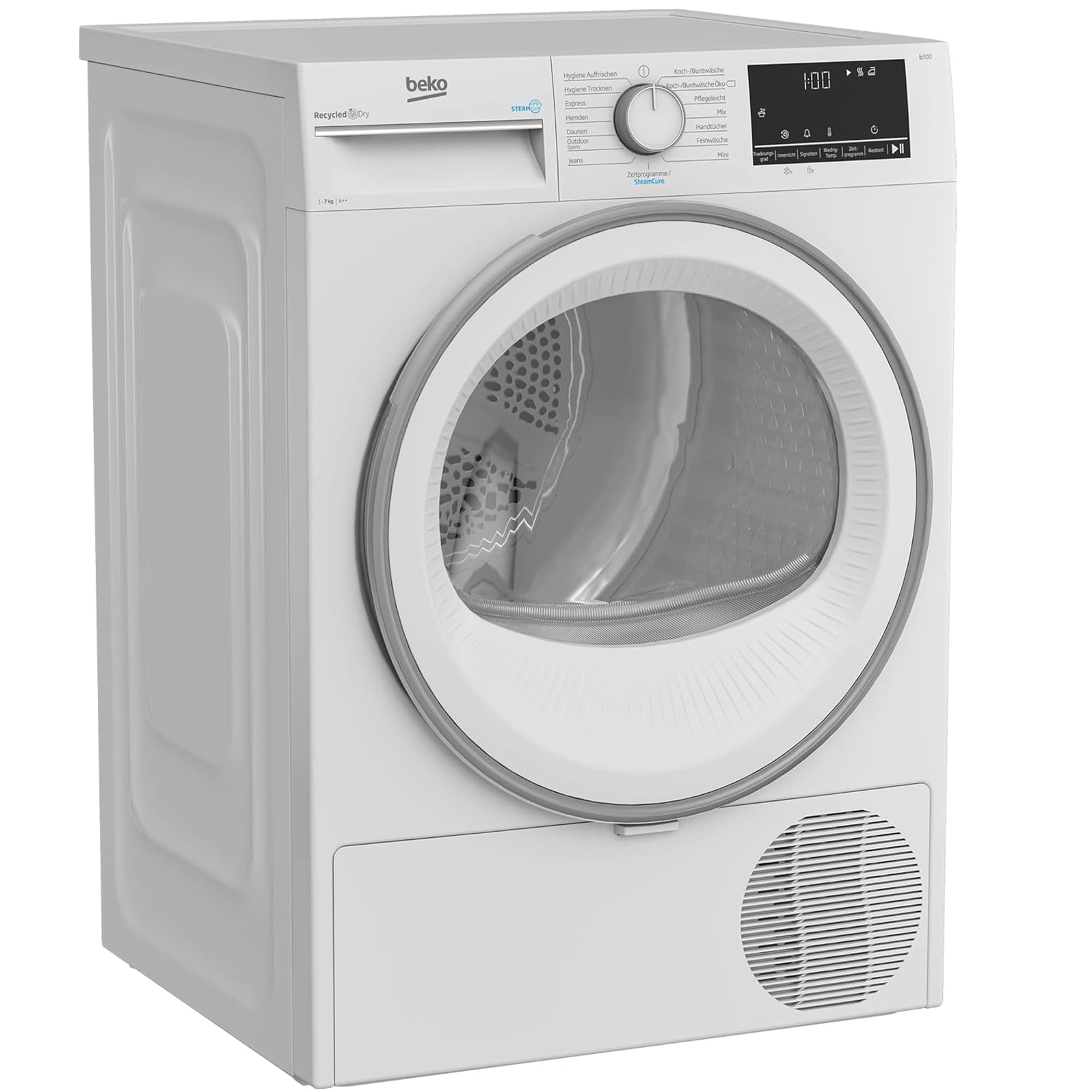 Beko B3T41239 Wäschetrockner 7KG, Frontlader Wärmepumpentrockner, Allergikergeeignet, 15 Programme, Dampffunktion, Extra schlank (54,3cm tief), Multifunktionsdisplay, Schontrommel, Weiß 5