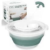 COOK WITH COLOR Collapsible Salad Spinner - 4 QT Space Saving Lettuce Dryer with Folding Collapsible Colander Great for Washi