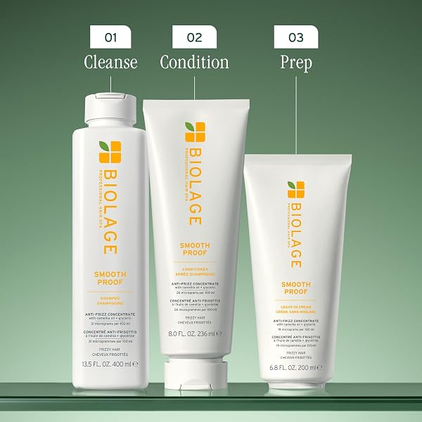 BIOLAGE SMOOTH PROOF CONDITIONER – NOURISHES & SMOOTHS FRIZZY HAIR, DETANGLES, HYDRATES AND ADDS SHINE, INFUSED WITH MICRO-DOSED WITH CAMELLIA OIL & GLYCERIN, VEGAN & PARABEN-FREE, 33.8 FL OZ