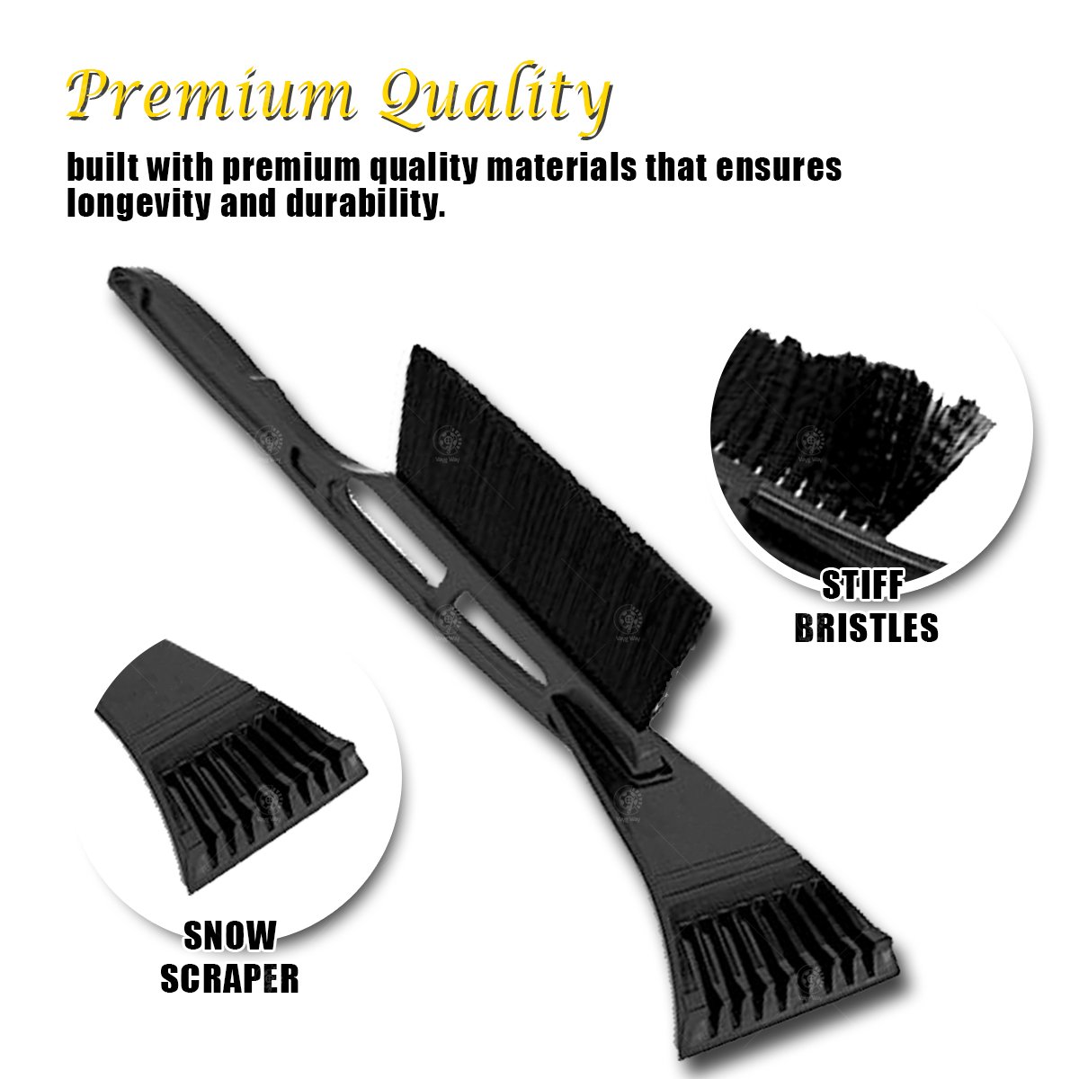 国際ブランド カスタムautos 2 In 1 Snow And Ice Scraper車フロントガラス頑丈な剛毛クラシックブラック B077dcxzsk 最安値に挑戦 Theincap Com