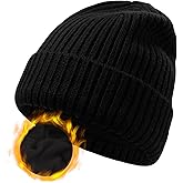 ZTL M/L/XL/XXL Merino Wool Beanie for Men Women, Fleece Lined Large Winter Hat, Big Knitted Cuffed Beanie Ski Skull Cap