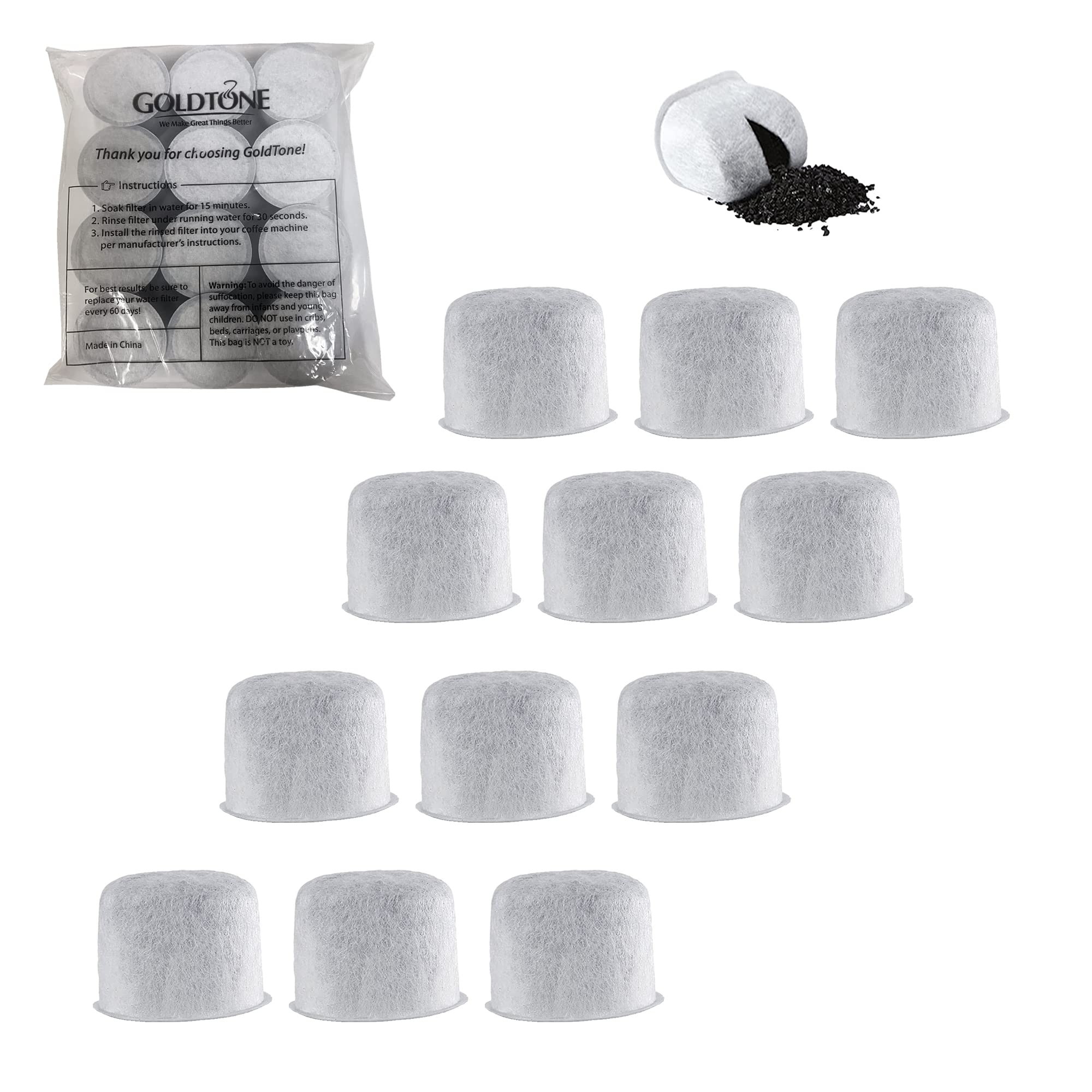 Photo 1 of GOLDTONE 12 Pack Activated Charcoal Water Filters for CAPRESSO Coffee Maker and Machines - Replaces 4440.90 Cartridges
