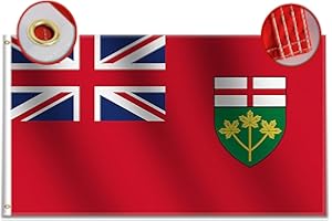 Rhungift Ontario Flag 3x5 Ft- Quadruple Stitched Fly End 100D Heavy Polyester Canadian Province Flag 36x60inch Outdoor/Indoor