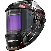 ARCCAPTAIN Auto Darkening Welding Helmet with Side View, 180° Panoramic View, 1/1/1/1 True Color Large Viewing Welding Hood with 4 Arc Sensor Solar Powered, Wide Shade 4/5-9/9-13 for TIG MIG ARC CUT