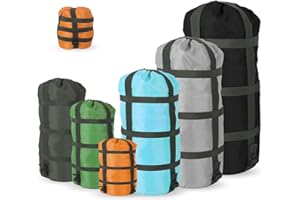 Kuabiz Compression Sacks Ultralight Sleeping Bag Stuff Sack Nylon Compression Stuff Sacks Water Resistant Compression Bag for Backpacking Camping Space Saving Hiking Gear Outdoor