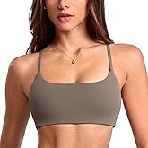INGIA Women's Low Scoop Neck Sports Bra Spaghetti Criss Cross Strap Padded Workout Yoga Bra Crop Top