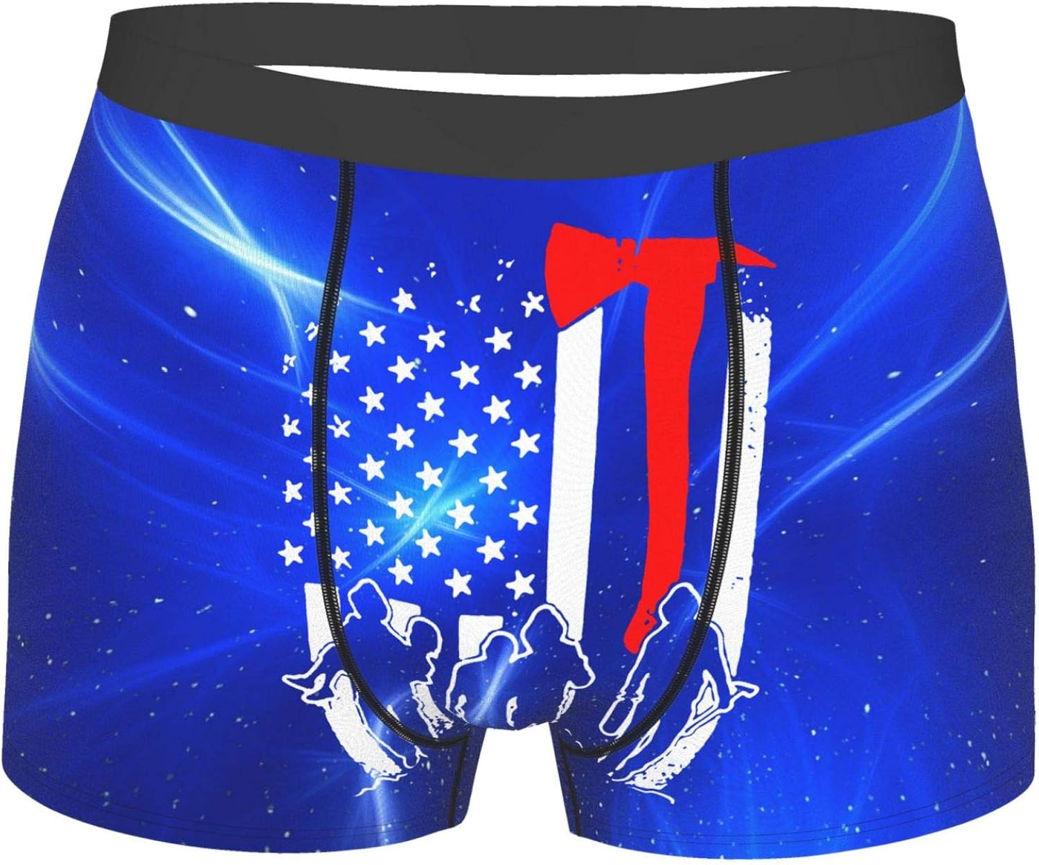 Mens Stretchy Underwear Trunks, Firefighter Fireman Thin red line Mens