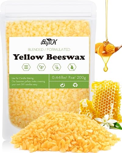 BOYUJK Yellow Beeswax Pellets 200g for Candle Making Cosmetic Grade Eco