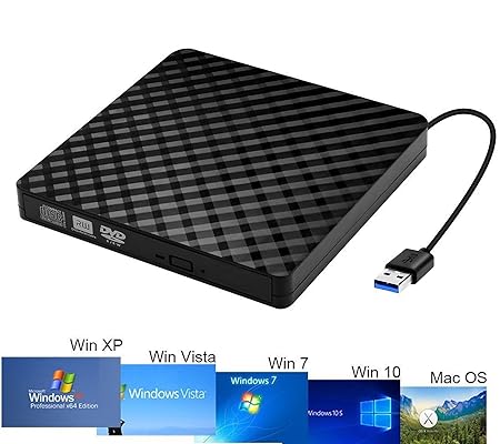 Storite Slim Portable Optical USB 3.0 CD DVD-RW Drive, External Writer Burner Drive for Laptop