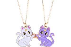 Lezmoii Best Friend Necklace Gifts Friendship Necklace Matching Magnetic Cat BFF Necklace for 2 Girls