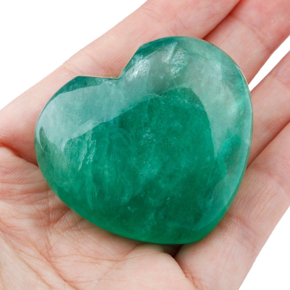 Shanxing 45mm Natural Green Fluorite Heart Crystal Palm Worry Stone - Image 4