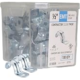 Halex 1/2 in. EMT Conduit Strap Clamp, One Hole, Galvanized Steel, 100-Pack | UL Listed, Electrical metallic Conduit clamp, 1 Hole, galvanized steel, secure conduit mount, corrosion-resistant