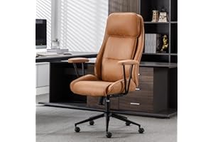 BOWTHY Executive Chair Mid Century Office Modern Chair, 55° Reclining High Back Desk Chair with Wheels, Adjustable Office Chair, Brown Office Chair, Swivel Chair 330lbs, Computer Chair for Adults
