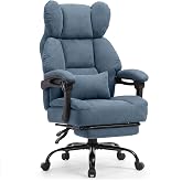 GTPLAYER Big&amp;Tall Ergonomic Gaming Chair, Wide Spring Seat, Linkage Armrest,Blue