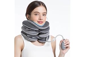 WellSync Inflatable & Adjustable Neck Traction Device with Neck Brace,Portable Cervical Traction Device for Instant Neck Pain Relief,Perfect for Home,Office,and Travel(Gray)