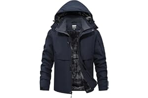 QMP Winter Jackets For Men with Hoode Ski Snow Snowboarding Waterproof Fleece Liner Coats Windproof Raincoat 6 Pockets