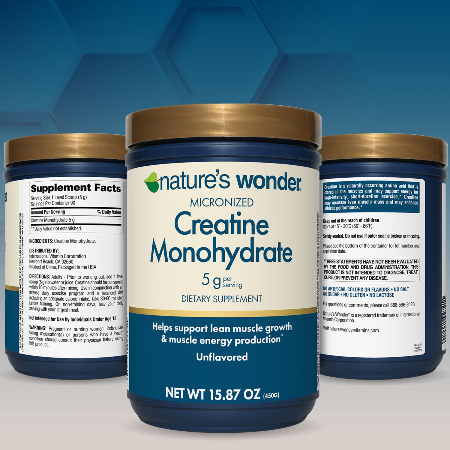 Micronized Creatine Monohydrate Powder 5g, Muscle Health, Muscle Energy Production, No Lactose, 5g of Micronized creatine Powder per Serving, 450G, 90 Servings