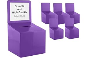 MY CHARITY BOXES Raffle Ticket Box Donation Collection Ballot Box Reusable Sturdy thick Cardboard Box with Slot comment Suggestion Box With Removable Header 6H x 6W x 6D, Display area 6H x 6W(Purple 5 pack)