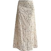 SOLY HUX Women's Floral Maxi Skirt Boho Embroidered Low Rise Flowy Vacation Skirts