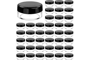 Qancekoo 40pcs 5ml Small Clear Round Travel Sample Jar Pots Leak Proof Mini Storage Tiny 5 Gram Bottle Empty Small Creams Mak
