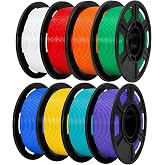 Colourbing 8 Colors PLA+ 3D Printer Filament Bundle, 8 Pack 250g Spool, High-Speed &amp; Strong Toughness,Ideal as Birthday Gift - White + Red + Orange + Blue + Yellow + Green + Purple + Turquoise