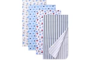 Gina Era Cotton Flannel Receiving Blankets Baby 4 Pcs, Baby Swaddle Blankets, Baby Flannel Blanket 30 X 40 Inch for Boy Girl (STYLE-21)