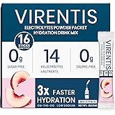 VIRENTIS 16 Sticks Electrolytes Powder Packets Sugar Free Hydration Packets, Liquid Daily IV Electrolyte Drink Mix for Rehydration with 8 Electrolytes & 6 Vitamins, 0 Calorie, Low Sodium, White Peach
