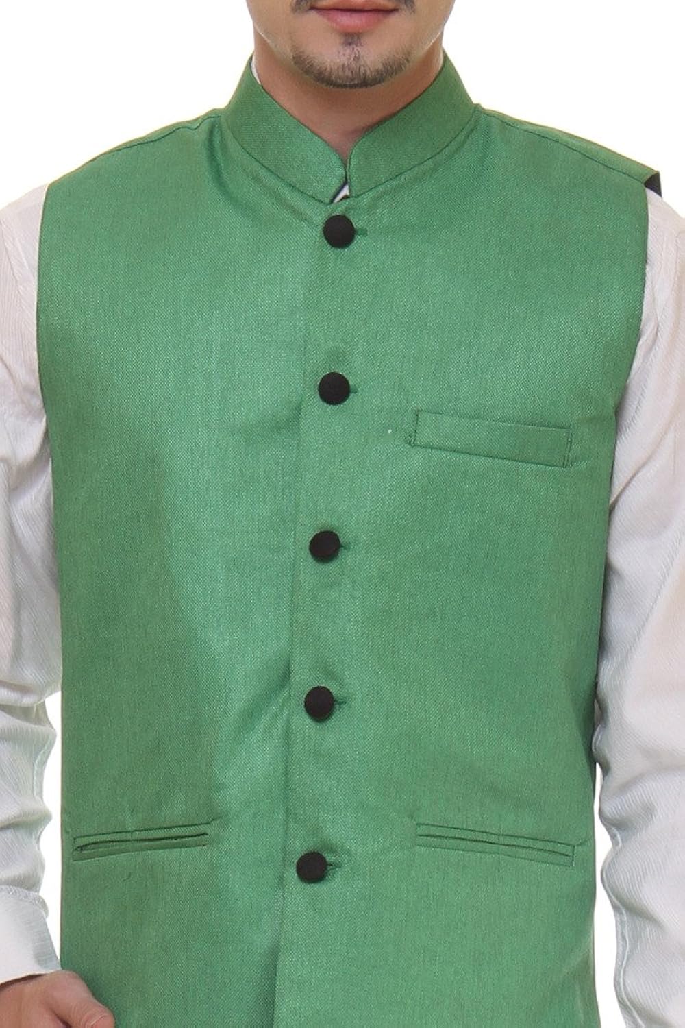 routeen green casual partywear ethnic nehru jackets for men