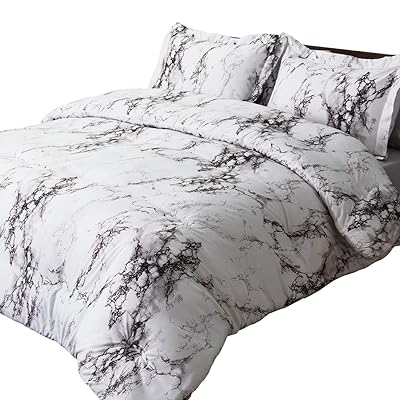 Bedsure Marble Printed Comforter Set with Pillow Shams - Full/Queen