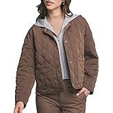 Design by Olivia Women's Contrast Hoodie Quilted Jacket Lightweight Casual Padded Outerwear Coat