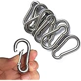 8 PCS 304 Stainless Steel Carabiner Clip, 2 Inch Small Locking Snap Hook Keychain Clip with 200LB Capacity, Rust Proof Metal Carabiner for Outdoor, Gym, Camping, Daily Use