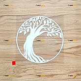 Tree of Life Circle Zen Yoga Meditation Sticker Decal Vinyl - White 5 Inches - No Background Die Cut for Car Boat Laptop Cup Phone