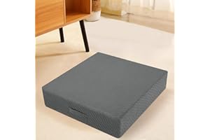 MeMoreCool Square Floor Pillow Seating for Adults Kids, Large Meditation Cushion Floor Pillow with Thick Foam & Soft Tufted Cover, Washable Big Pillow Seat Floor Cushion for Sitting Yoga, 22" Grey