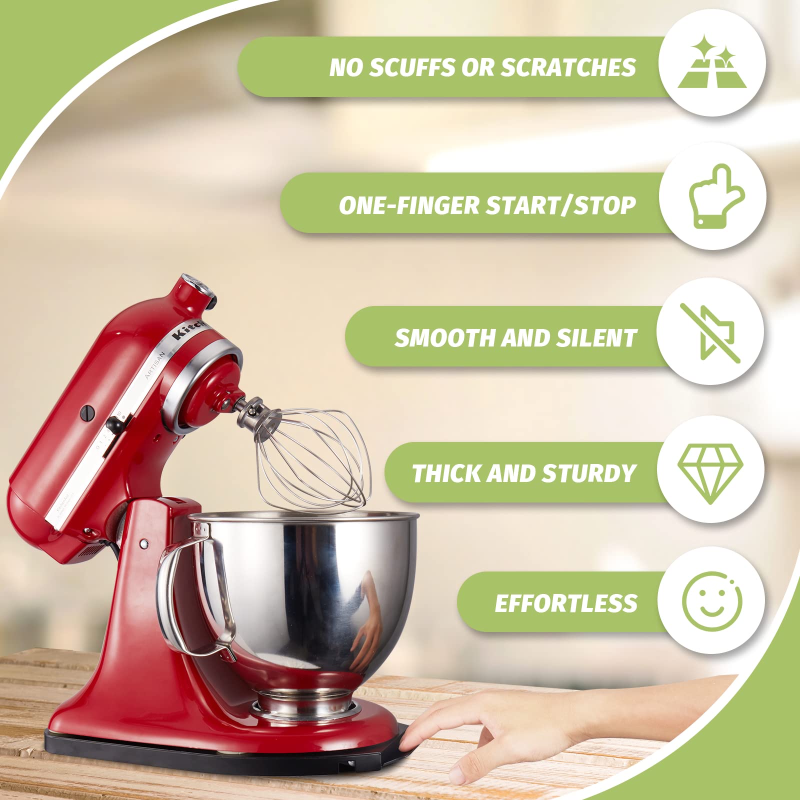 Mixer Sliding Tray for Kitchenaid 4.5-5 Qt Tilt-head Stand Mixer - Metal Rolling Tray Kitchen Countertop Appliance Slider Storage Moving Caddy with Wheel for Kitchen Aid 4.5-5 Qt Mixer