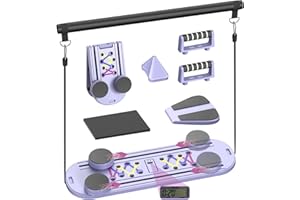 ROSSEMIA Pilates Board, Portable Pilates Reformer Equipment with Timer, 7-in-1 Foldable Pilates Machine for Home Workout, Multi-Purpose Pilates Equipment at Home, Office