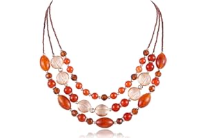 FULU AUTUMN Chunky Layered Beaded Necklaces for Women Multi Strand Statement Necklace Fashion Jewelry Birthday Gifts for Mom