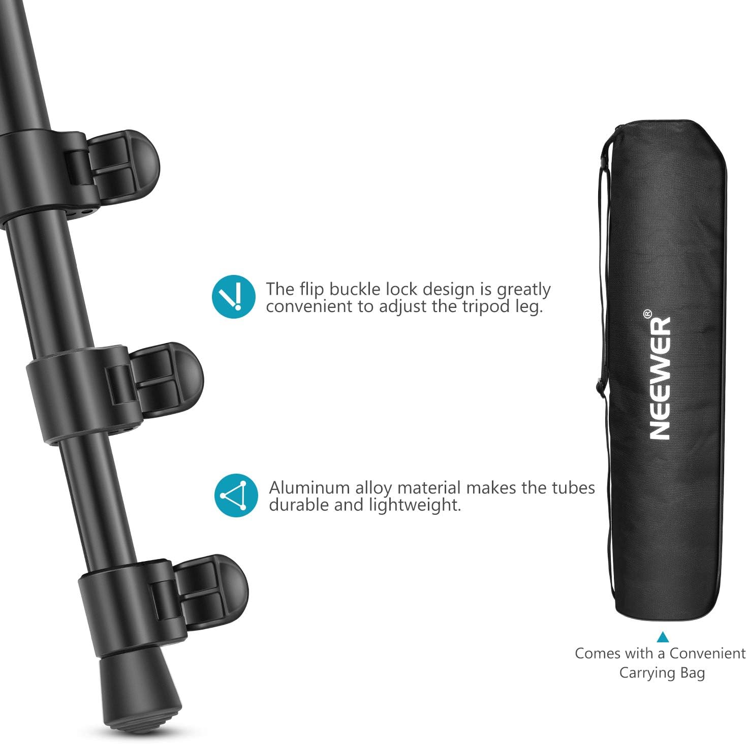 Neewer 2-in-1 Aluminum Alloy Camera Tripod Monopod 70.8inches/180cm with 1/4 and 3/8 inch Screws Fluid Drag Pan Head and Carry Bag for Nikon Canon DSLR Cameras Video Camcorders Load up to 26.5 pounds : Camera & Photo