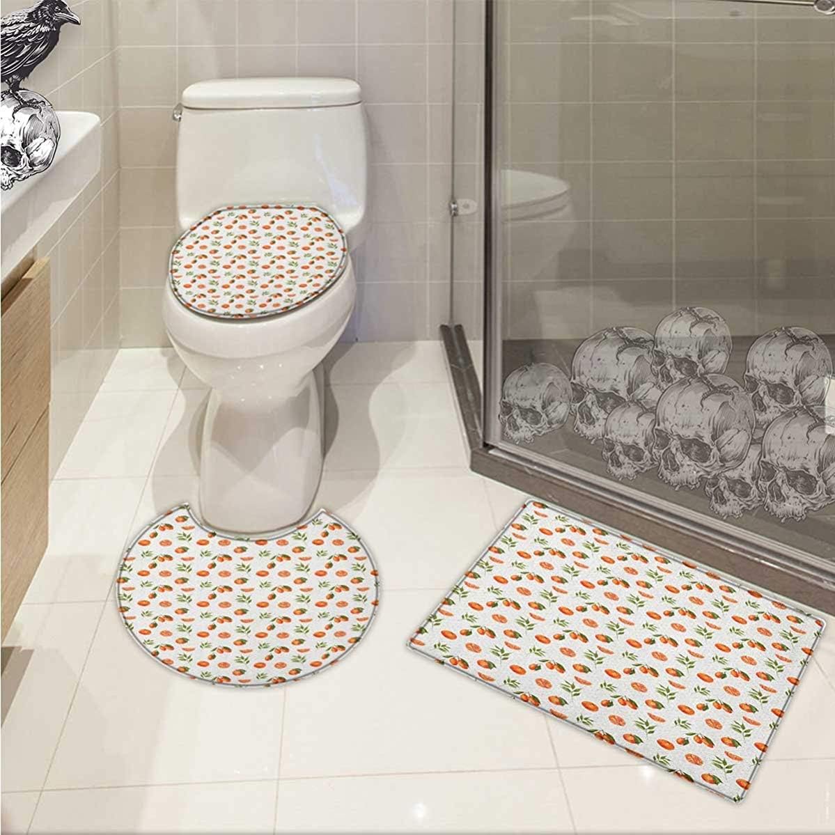 Lacencn Burnt Orange Printed Bath Rug Set Watercolor Orange