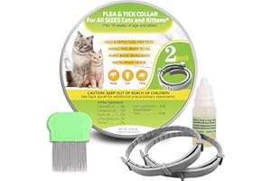 RIBRAVE Flea and Tick Collar for Cats and Kittens 2 Collars, Cat Flea Collar with Essential Oil Formula for Flea Treatment and Prevention, with Free Flea Comb
