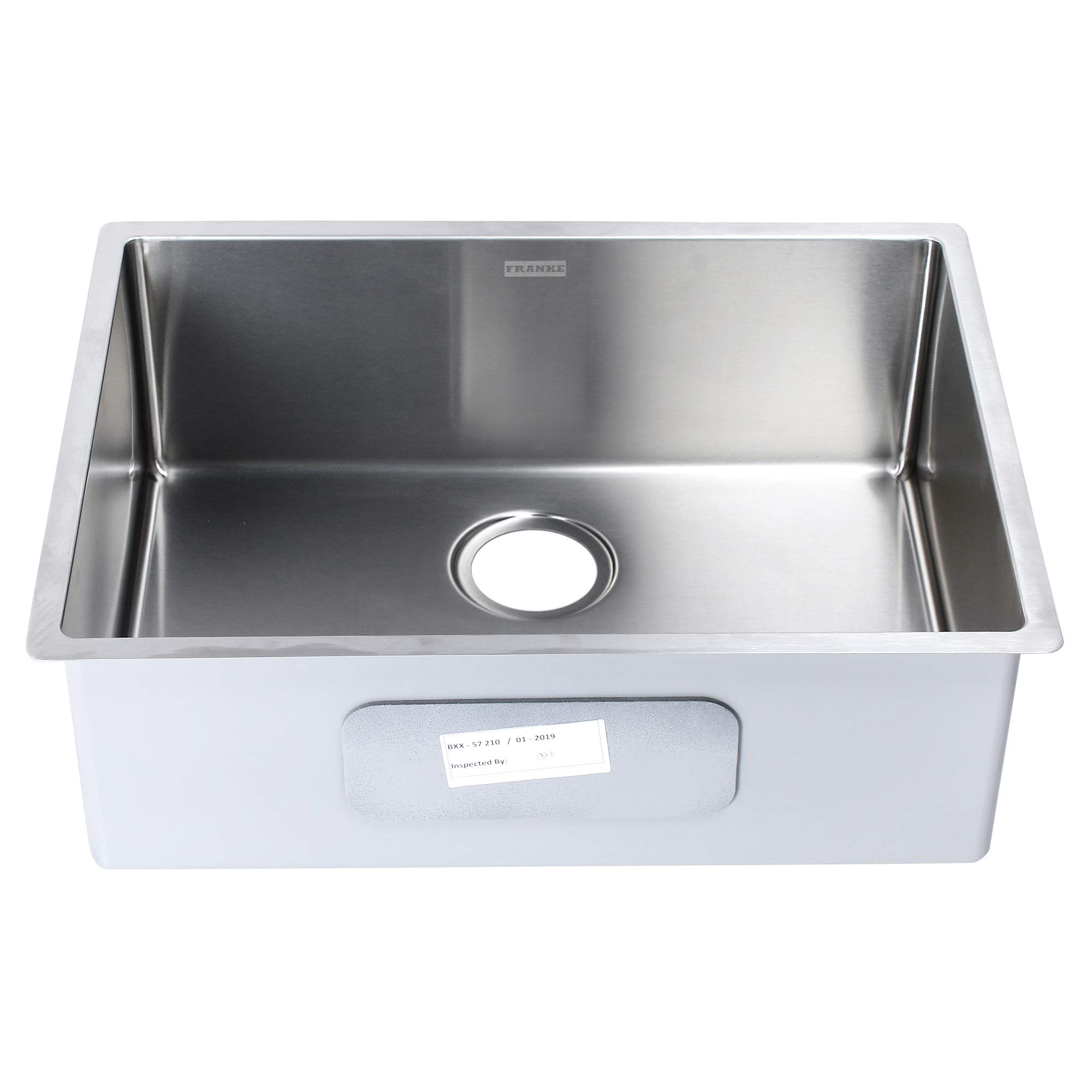 Franke 20"X18"Single Bowl SS Kitchen Box Sink | Premium 304 Stainless Chrome Nickel Steel | Rust & Stain Resistant | Brushed Matt Finish | Minimizes Sound | BXX 210/110-46 3 1/2" WWK ND NOF NTH R12