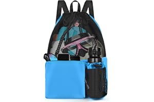 BROTOU Swim Bag Beach Backpack with Wet Pocket Mesh Drawstring Bags for Swimming, Gym