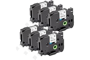 6 Pack TZe-231 P Touch Label Tape Compatible for Brother P-Touch TZ231 TZe231 12mm 0.47 Inch Laminated White TZe TZ Tape, Bla