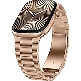 Dolstrap Stainless Steel Bands Compatible with Apple Watch Band 42(Series 11/10)/41/40/38mm, Men/Women Metal Replacement Strap Compatible for iWatch SE3/2/1 Series 11 10 9 8 7 6 5 4 3 2 1, Rose Gold